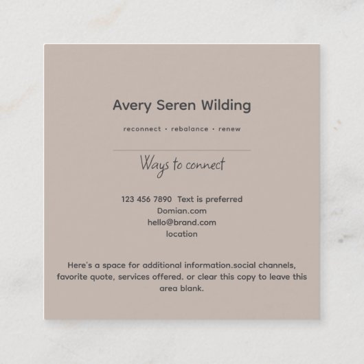 Inner Oracle | Third Eye Design Vierkante Visitekaartje (Achterkant)