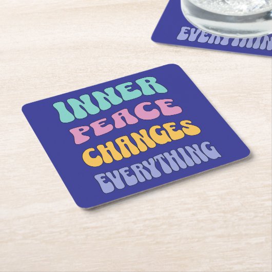 Inner Peace Changes Everything Kartonnen Onderzetters (Schuin)