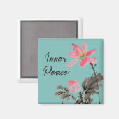 Inner Peace Positive Quote Waterverf Floral Lotus Magneet (Voorkant / Achterkant)
