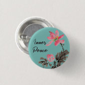 Inner Peace Positive Quote Waterverf Floral Lotus Ronde Button 3,2 Cm (Voorkant /achterkant)