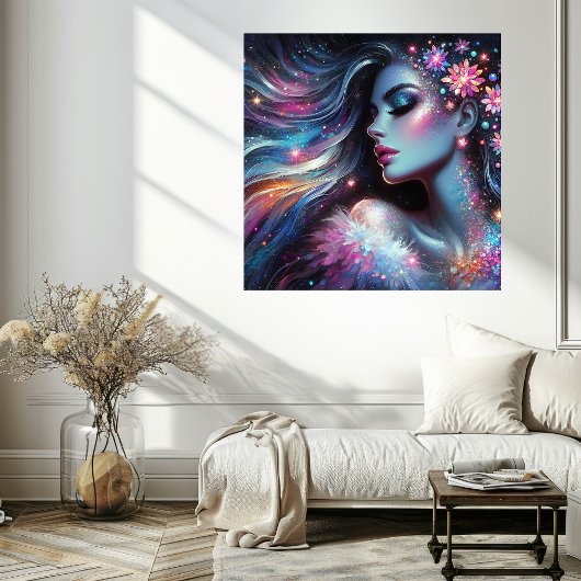 Inner Peace Vrouwengezicht Poster met Levendige Kl