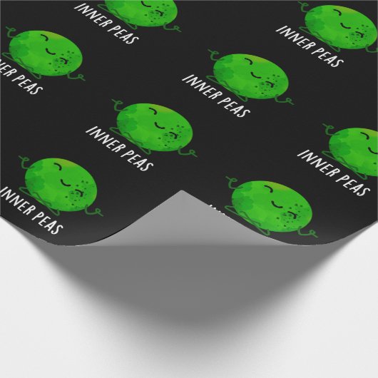 Inner Peas Funny Meditating Pea Pun Dark BG Cadeaupapier (Hoek)