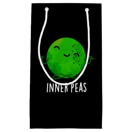 Inner Peas Funny Meditating Pea Pun Dark BG Klein Cadeauzakje (Voorkant)