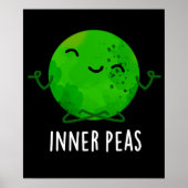 Inner Peas Funny Meditating Pea Pun Dark BG Poster (Voorkant)