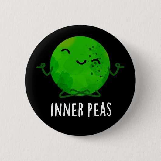Inner Peas Funny Meditating Pea Pun Dark BG Ronde Button 5,7 Cm (Voorkant)