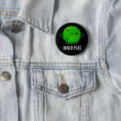 Inner Peas Funny Meditating Pea Pun Dark BG Ronde Button 5,7 Cm (In situ)