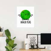 Inner Peas Funny Meditating Pea Pun Poster (Thuiskantoor)