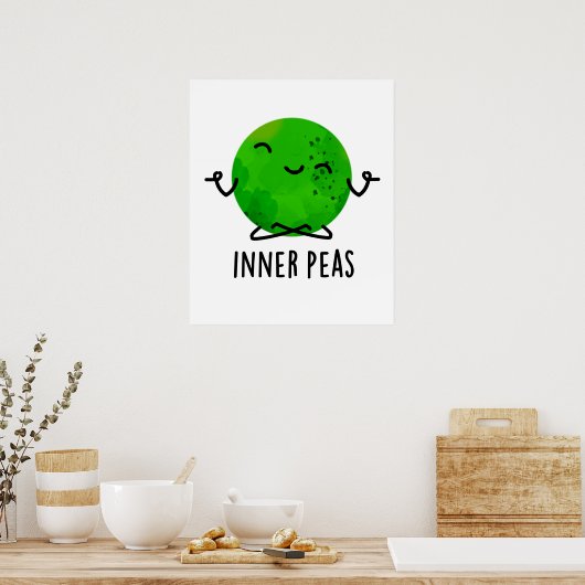 Inner Peas Funny Meditating Pea Pun Poster (Keuken)