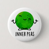 Inner Peas Funny Meditating Pea Pun Ronde Button 5,7 Cm (Voorkant)