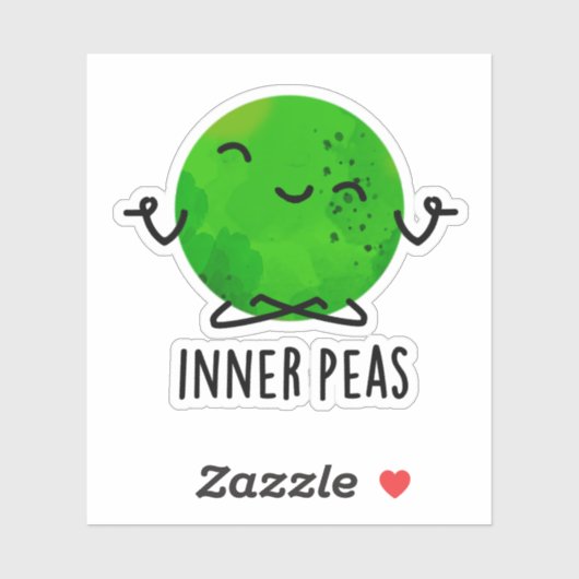 Inner Peas Funny Meditating Pea Pun Sticker (Vel)