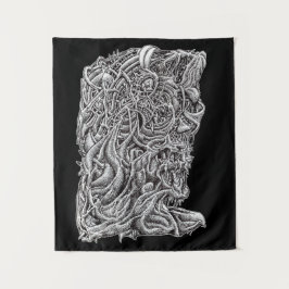 Innerbeastman, inkt tekening  donkere wandtapijt wandkleed