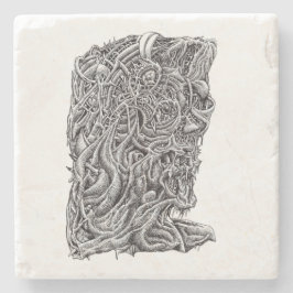 Innerbeastman, inkt tekening stenen onderzetter