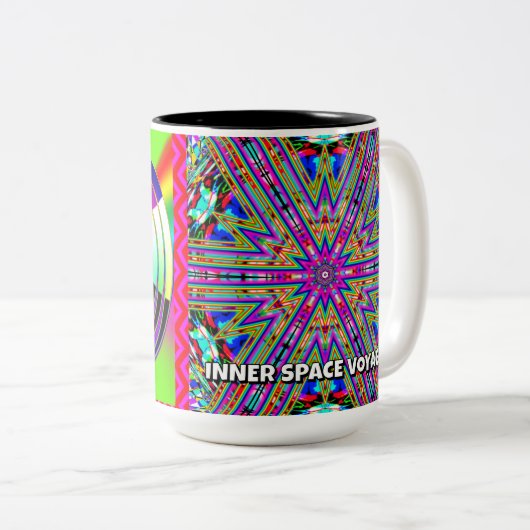 INNERLIJKE RUIMTEVAART (u kunt de woorden wijzigen Tweekleurige Koffiemok (Voorkant rechts)