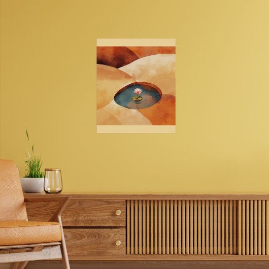 Innerlijke Stilte – Abstracte Lotus Meditatie Kuns Poster (Woonkamer 2)