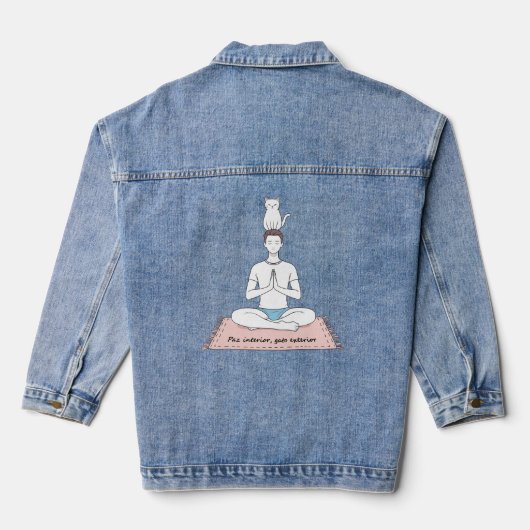 Innerlijke Vrede, Uitwendige Kat Denim Jacket (Achterkant)