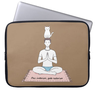 Innerlijke Vrede, Uitwendige Kat Laptop Sleeve