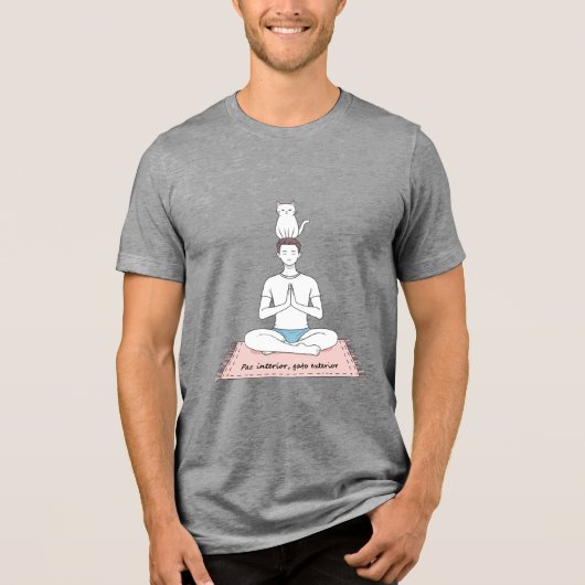 Innerlijke Vrede, Uitwendige Kat Tri-Blend Shirt (Voorkant)