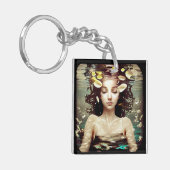 innerlijke vrede, vrouw onder water, | AI-kunstwer Sleutelhanger (Voorkant Links)