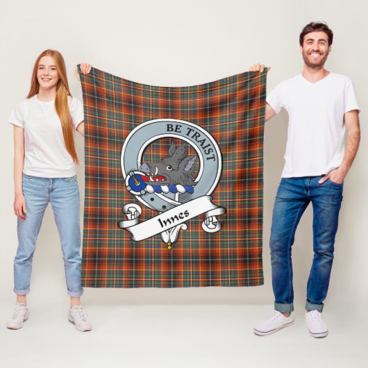 Innes Ancient Clan badge Tartan Pset Fleece Deken (In situ)