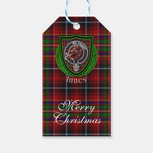 Innes Scottish Clan Tartan & Crest Cadeaulabel (Voorkant)