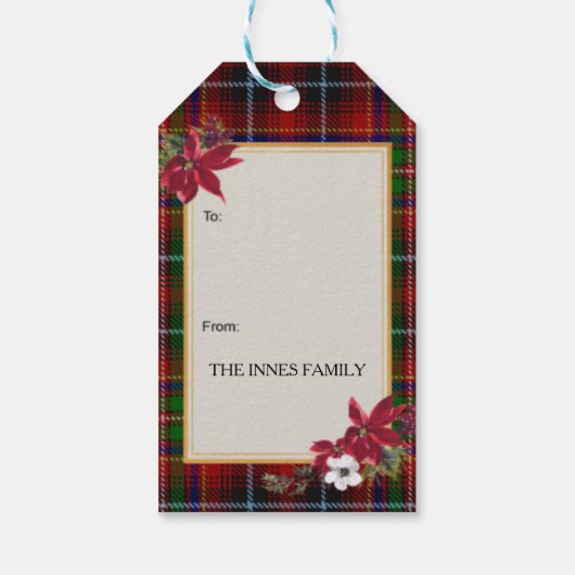 Innes Scottish Clan Tartan & Crest Cadeaulabel (Achterkant)