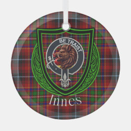 Innes Scottish Clan Tartan & Crest Glas Ornament