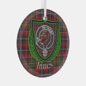 Innes Scottish Clan Tartan & Crest Glas Ornament (Voorkant Rechts)