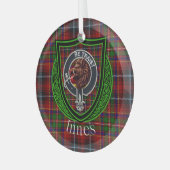 Innes Scottish Clan Tartan & Crest Glas Ornament (Voorkant links)