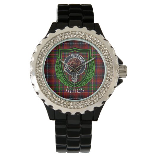 Innes Scottish Clan Tartan & Crest Horloge (Voorkant)
