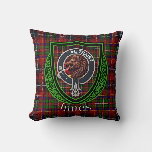 Innes Scottish Clan Tartan & Crest Kussen (Voorkant)