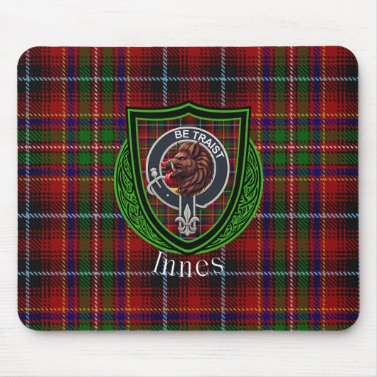 Innes Scottish Clan Tartan & Crest Muismat (Voorkant)