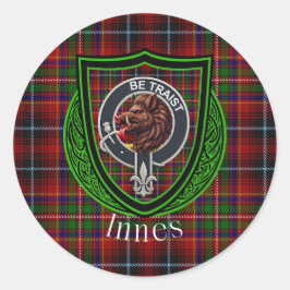 Innes Scottish Clan Tartan & Crest Ronde Sticker