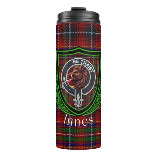 Innes Scottish Clan Tartan & Crest Thermosbeker (Voorkant)