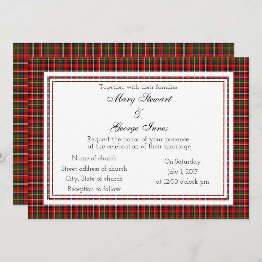 Innes Scottish Wedding Invitation Kaart (Voorkant / Achterkant)