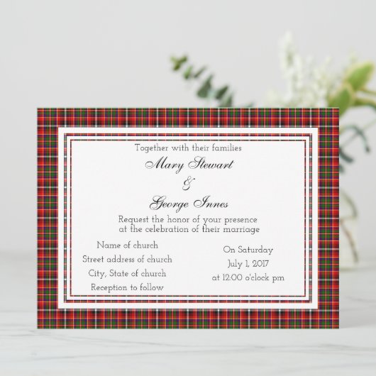 Innes Scottish Wedding Invitation Kaart (Staand voorkant)