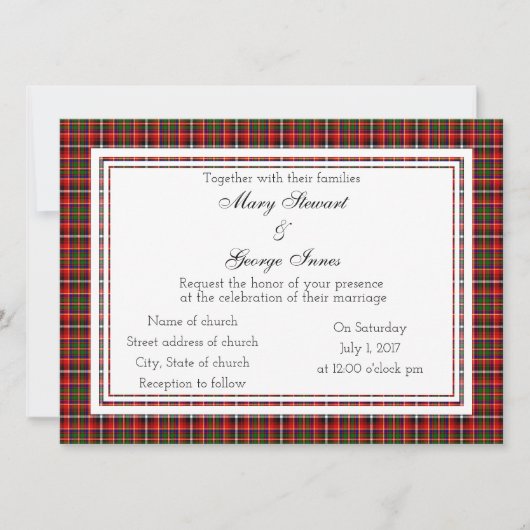 Innes Scottish Wedding Invitation Kaart (Voorkant)