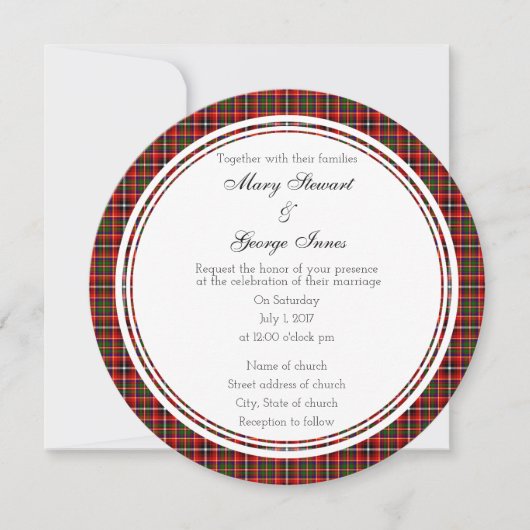 Innes Scottish Wedding Round Uitnodiging (Voorkant)