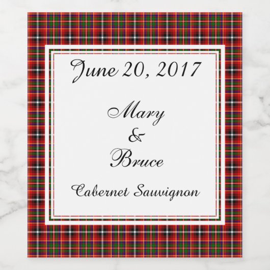 Innes Scottish Wedding Wine Label Wijn Etiket (Enkel label)