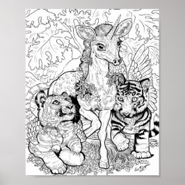 'Innocence of the new' unicorn Coloring Page Poster