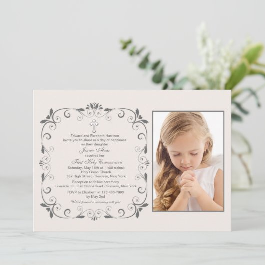 Innocence Square Photo Invitation Kaart (Staand voorkant)