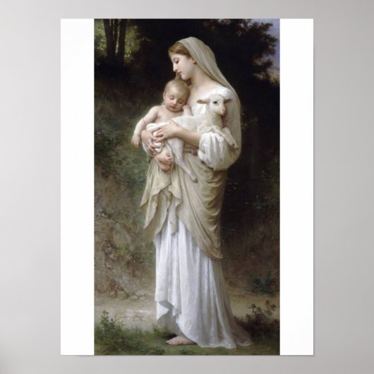 Innocense Bouguereau Lamb baby Poster (Voorkant)