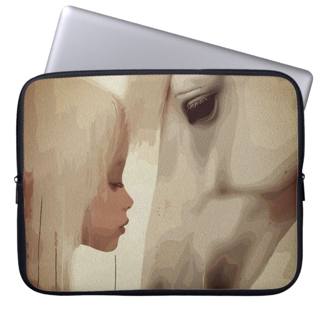 Innocent Bond – Child and Horse Art Laptop Sleeve (Voorkant)
