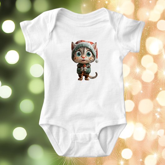 Innocent Cat Christmas Elf Baby Bodysuit