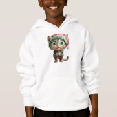 Innocent Cat Christmas Elf Boy's Hoodie (Voorkant)