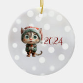 Innocent Cat Christmas Elf Keramisch Ornament (Voorkant)