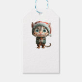 Innocent Cat Christmas Elf Kraft Gift Labels Cadeaulabel (Voorkant)