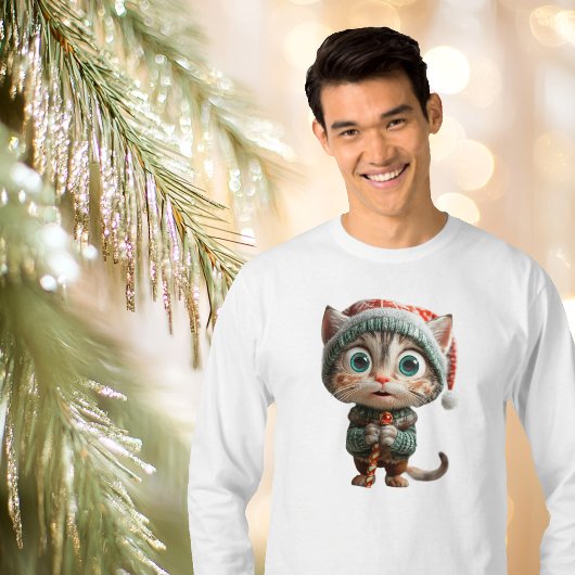 Innocent Cat Christmas Elf Mannen T-shirt