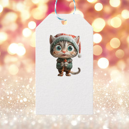 Innocent Cat Christmas Elf White Gift Labels Cadeaulabel