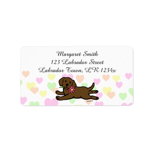 Innocent Chocolate Labrador Puppy Cartoon Etiket (Voorkant)