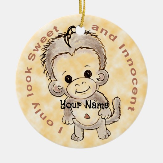 Innocent Monkey Keramisch Ornament (Voorkant)